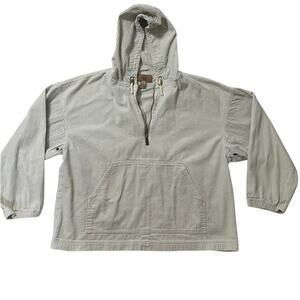 Vintage-Gear for Sports- Beige Corduroy 1/2 pull over hoodie Mens size Lg.